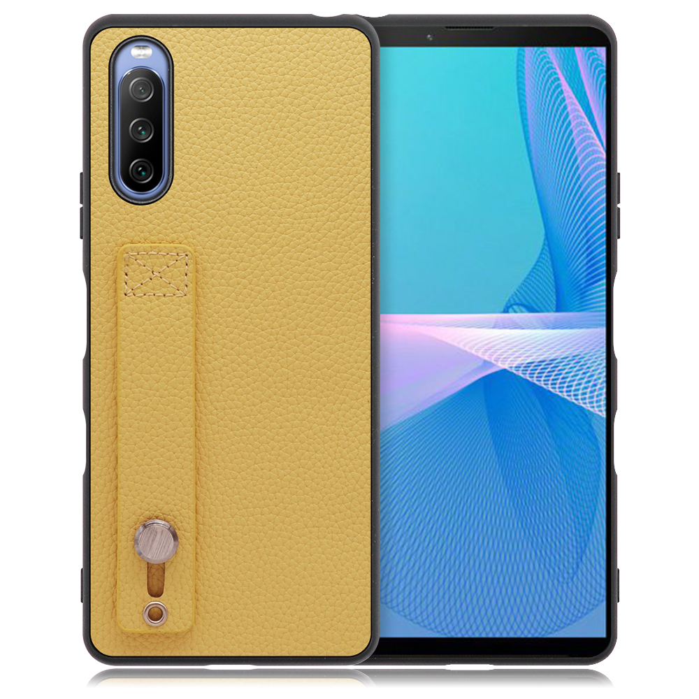 LOOF HOLD-SHELL Xperia 10 III / Xperia 10 III Lite / SO-52B / SOG04 / XQ-BT44 用 [ジャスミンイエロー] 薄い 軽量 背面 本革 ケース カバー シンプル スマホケース スマホカバー ストラップホール ベルト付