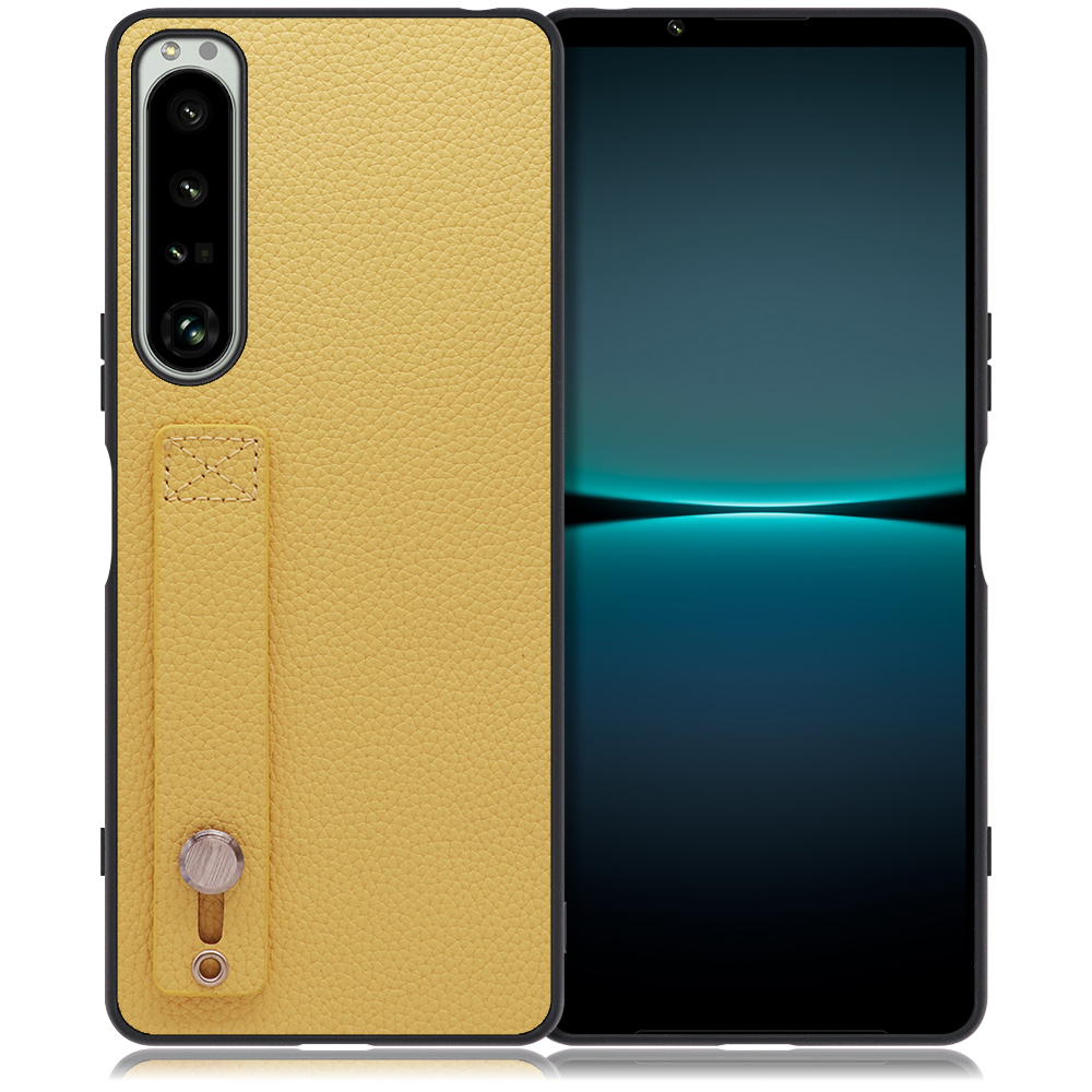 LOOF HOLD-SHELL Series Xperia 1 IV / SO-51C / SOG06 用 [ジャスミンイエロー] 薄い 軽量 背面 本革 ケース 固定 ベルト カバー シンプル スマホケース スマホカバー