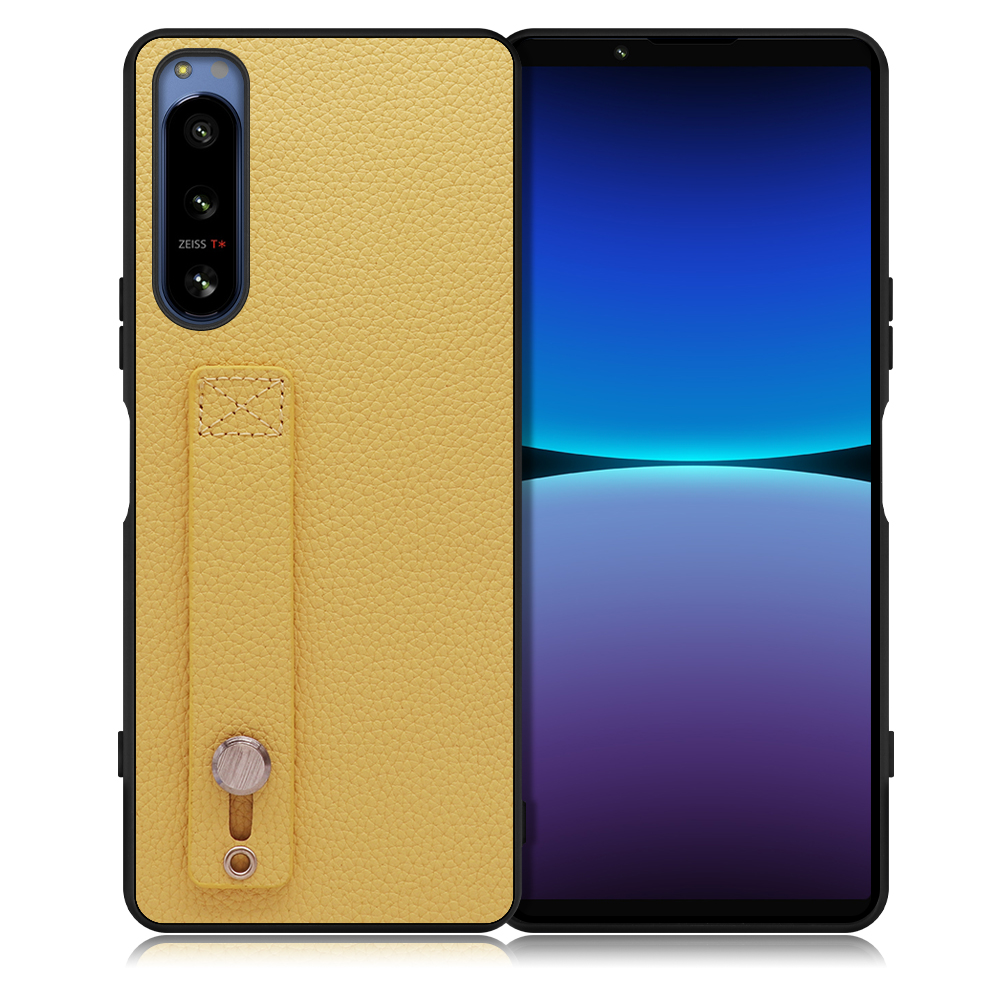 LOOF HOLD-SHELL Series Xperia 5 IV SO-54C / SOG09 用 [ジャスミンイエロー] 薄い 軽量 背面 本革 ケース カバー シンプル スマホケース スマホカバー ストラップホール ベルト付