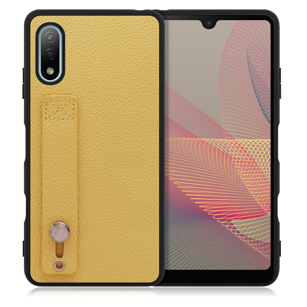 LOOF HOLD-SHELL Series Xperia Ace II /SO-41B 用 [ジャスミンイエロー] 薄い 軽量 背面 本革 ケース 固定 ベルト カバー シンプル スマホケース スマホカバー