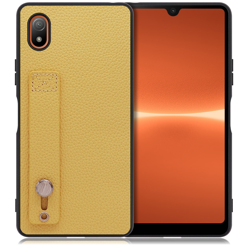 LOOF HOLD-SHELL Series Xperia Ace III SO-53C / SOG08 用 [ジャスミンイエロー] 薄い 軽量 背面 本革 ケース 固定 ベルト カバー シンプル スマホケース スマホカバー