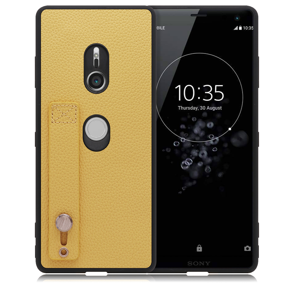 LOOF HOLD-SHELL Series Xperia XZ3 / SO-01L /SOV39 用 [ジャスミンイエロー] 薄い 軽量 背面 本革 ケース 固定 ベルト カバー シンプル スマホケース スマホカバー
