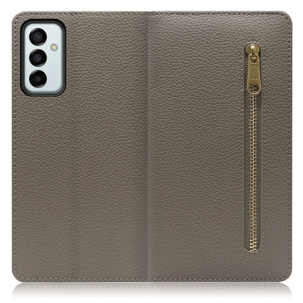LOOF Pocket Series Galaxy M23 5G 用[グレージュ] 厳選本革 カード収納付き ベルト無し ファスナー ポケット付き 手帳型ケース