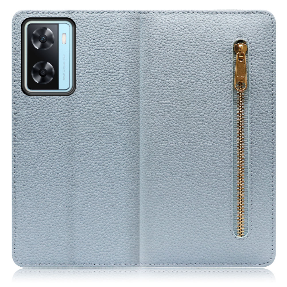 LOOF Pocket Series OPPO A77 オッポ 用[ジャスミンイエロー] 厳選本革 カード収納付き ベルト無し ファスナー ポケット付き 手帳型ケース