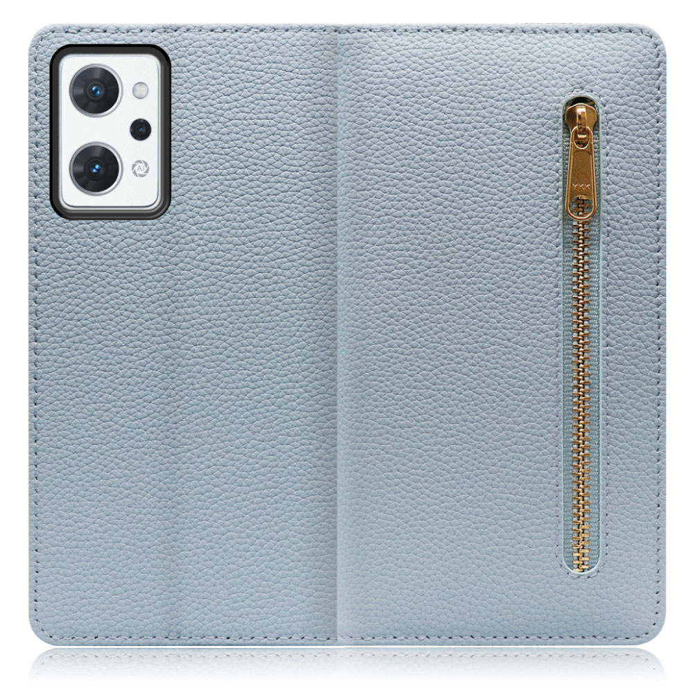 LOOF Pocket Series OPPO Reno7 A 用[ジャスミンイエロー] 厳選本革 カード収納付き ベルト無し ファスナー ポケット付き 手帳型ケース