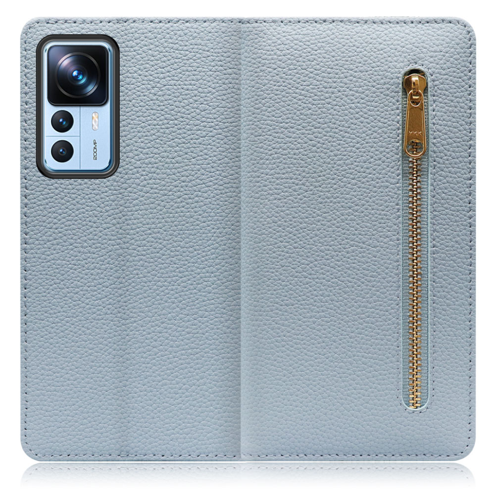 LOOF Pocket Series Xiaomi 12T Pro シャオミー 用 [スカイブルー] 厳選本革 カード収納付き ベルト無し ファスナー ポケット付き 手帳型ケース