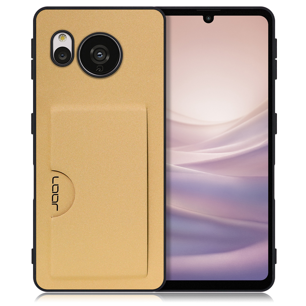 LOOF SKIN SLIM-SLOT AQUOS sense7 Plus 用 [ゴールド] 背面 ケース スマホケース スマホカバー 背面カード 収納付き 薄い ポケット カード収納