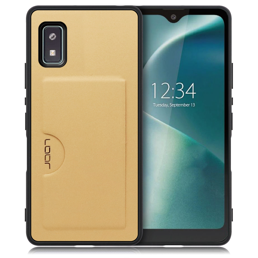 LOOF SKIN SLIM-SLOT Series AQUOS wish2 / wish 用 [ゴールド] 薄い 軽量 背面 PUレザー カードポケット ケース カバー シンプル スマホケース スマホカバー