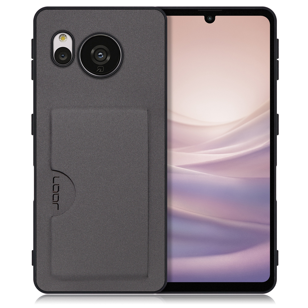 LOOF SKIN SLIM-SLOT AQUOS sense7 Plus 用 [グレー] 背面 ケース スマホケース スマホカバー 背面カード 収納付き 薄い ポケット カード収納