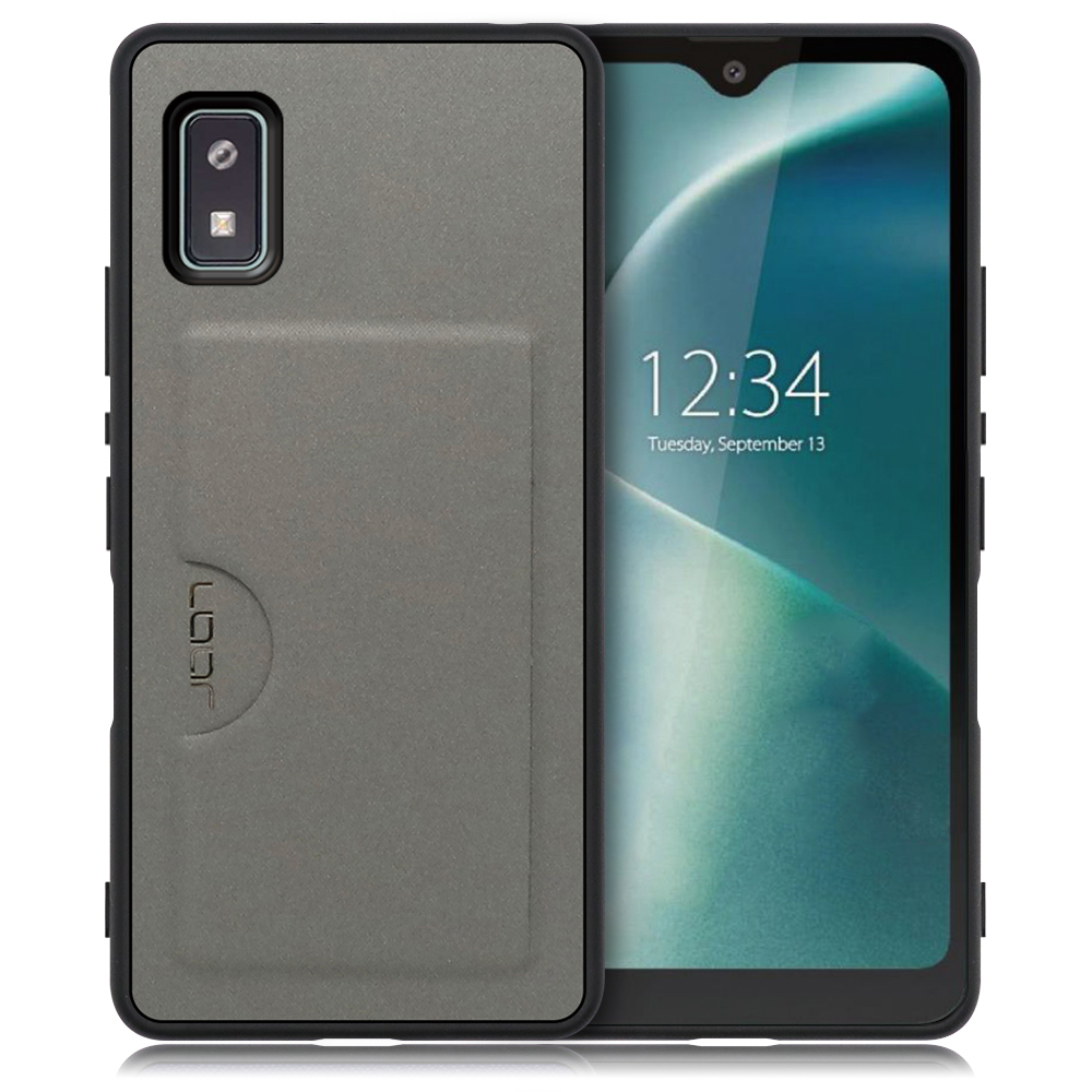 LOOF SKIN SLIM-SLOT Series AQUOS wish2 / wish 用 [グレー] 薄い 軽量 背面 PUレザー カードポケット ケース カバー シンプル スマホケース スマホカバー