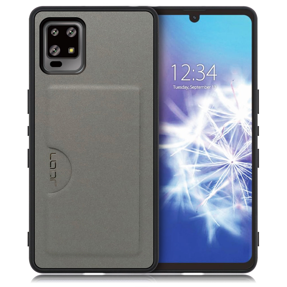 LOOF SKIN SLIM-SLOT Series AQUOS zero6 SHG04 用 [グレー] 薄い 軽量 背面 PUレザー カードポケット ケース カバー シンプル スマホケース スマホカバー