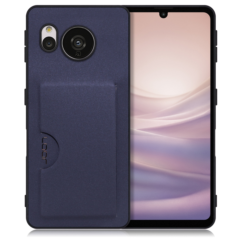 LOOF SKIN SLIM-SLOT AQUOS sense7 Plus 用 [ネイビー] 背面 ケース スマホケース スマホカバー 背面カード 収納付き 薄い ポケット カード収納