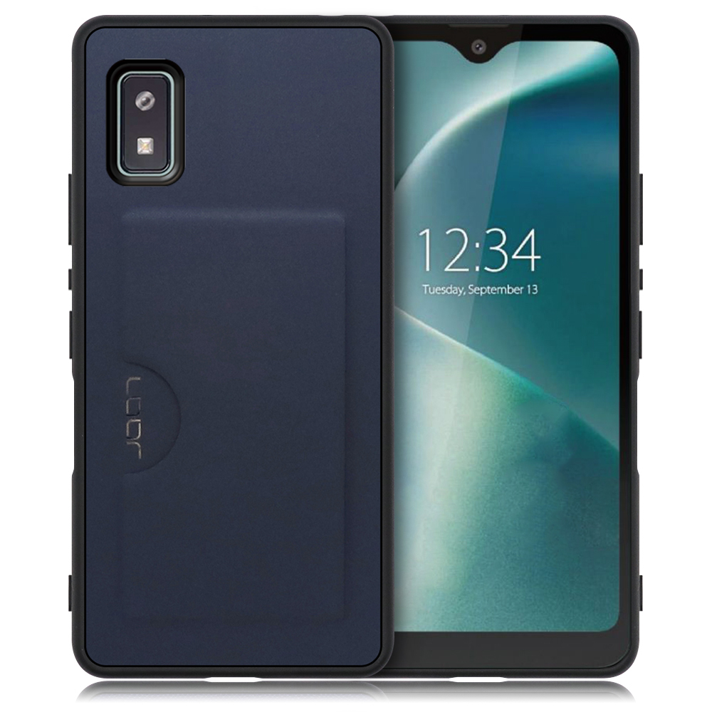 LOOF SKIN SLIM-SLOT Series AQUOS wish2 / wish 用 [ネイビー] 薄い 軽量 背面 PUレザー カードポケット ケース カバー シンプル スマホケース スマホカバー