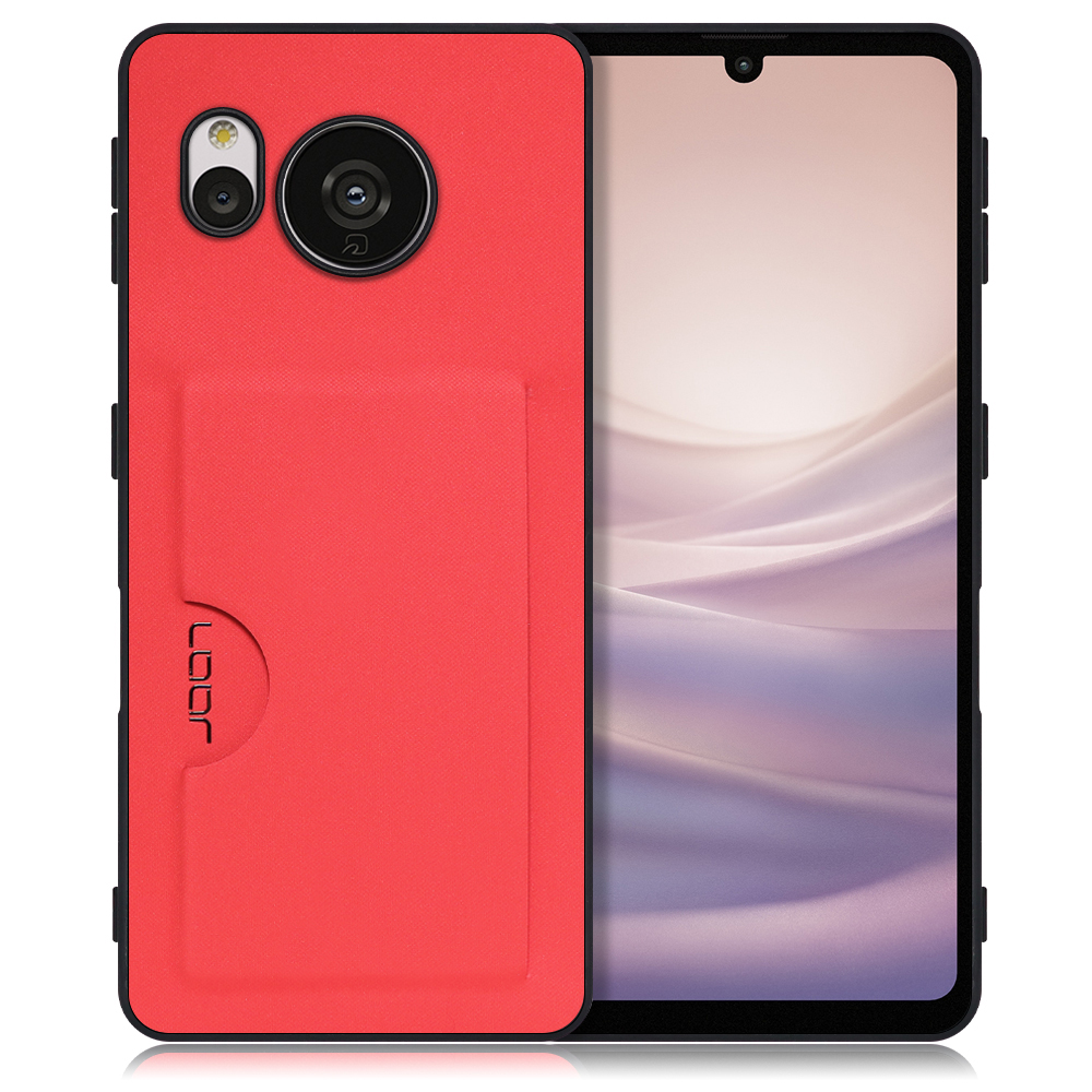 LOOF SKIN SLIM-SLOT AQUOS sense7 Plus 用 [レッド] 背面 ケース スマホケース スマホカバー 背面カード 収納付き 薄い ポケット カード収納