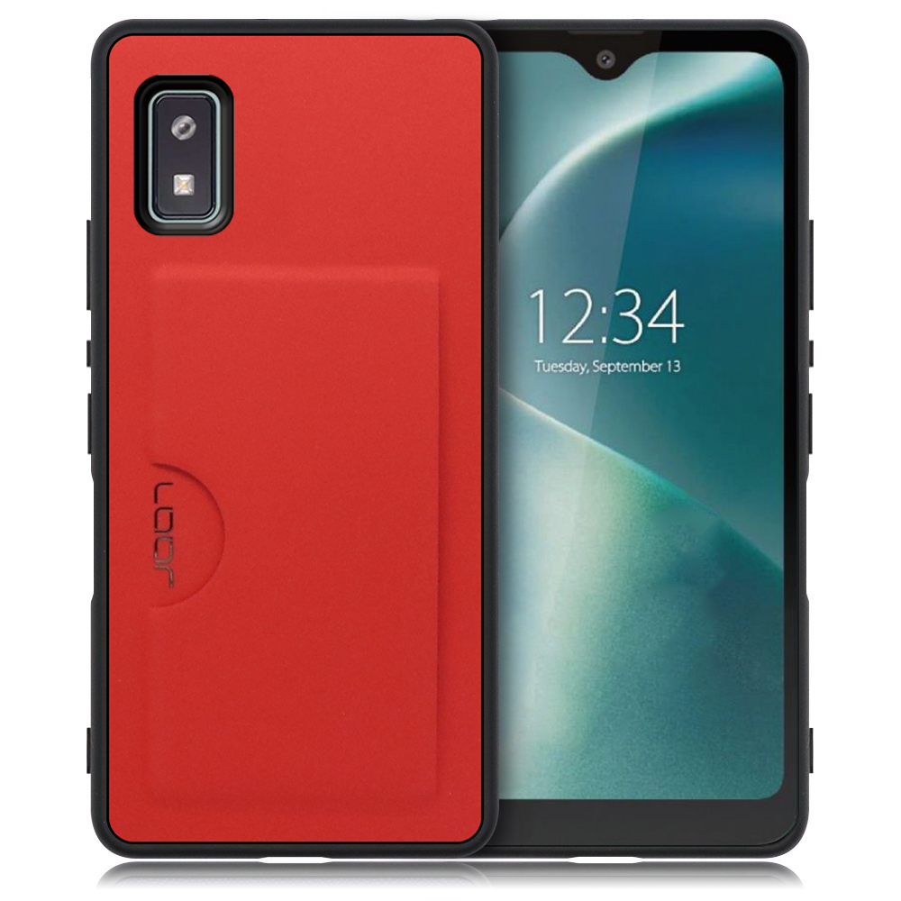 LOOF SKIN SLIM-SLOT Series AQUOS wish2 / wish 用 [レッド] 薄い 軽量 背面 PUレザー カードポケット ケース カバー シンプル スマホケース スマホカバー