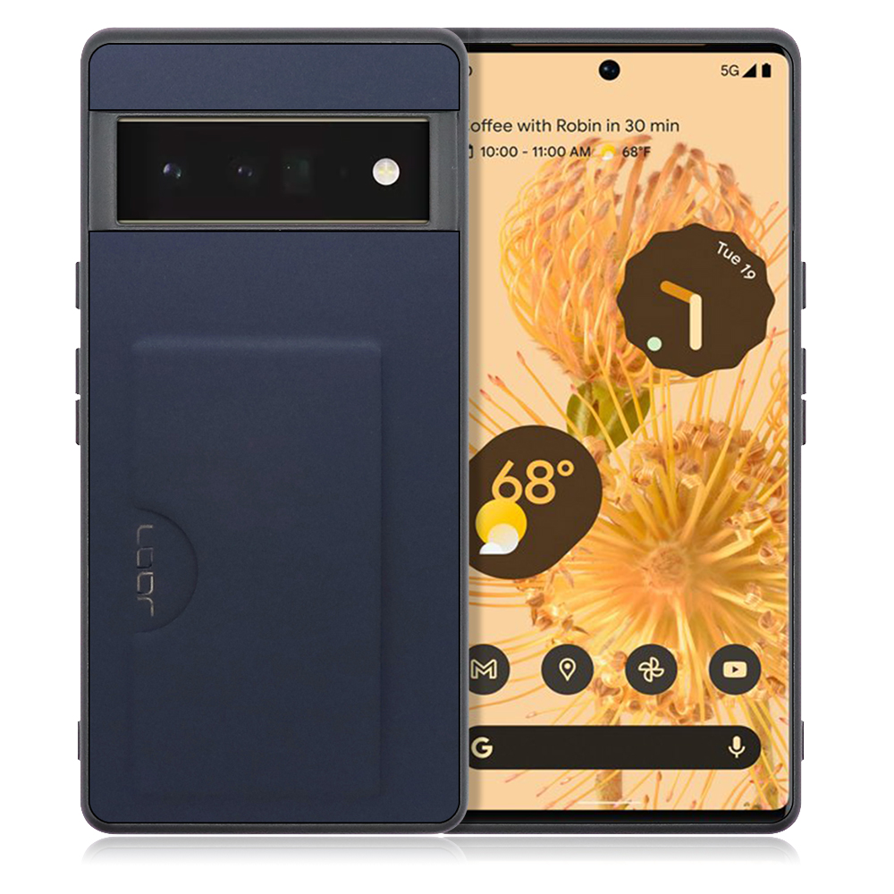 LOOF SKIN SLIM-SLOT Google Pixel 6 Pro 用 [ネイビー] 薄い 軽量 背面 PUレザー カードポケット ケース カバー シンプル スマホケース スマホカバー