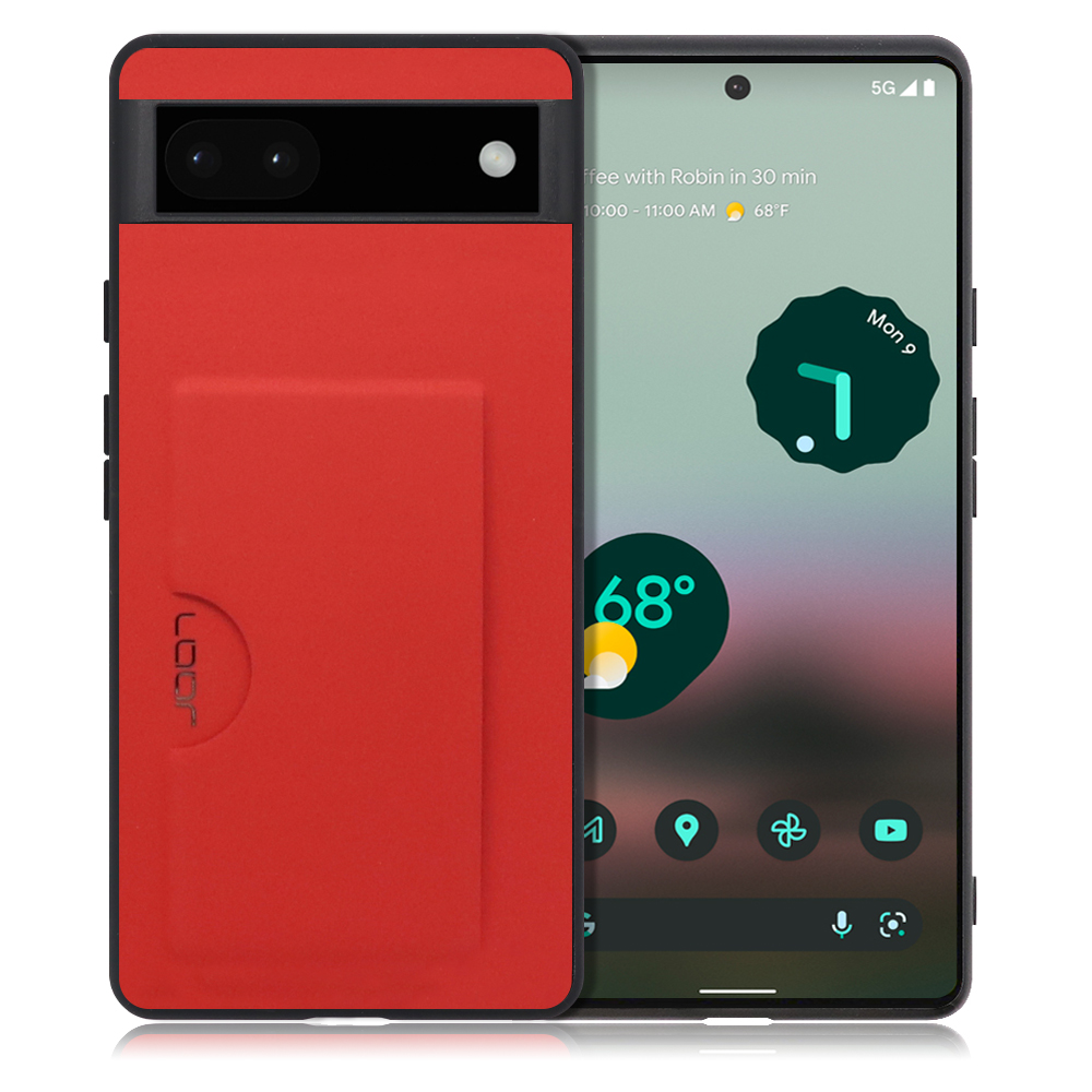 LOOF SKIN SLIM-SLOT Series Google Pixel 6a 用 [レッド] スマホケース スマホカバー 背面カード 収納付き 薄い ポケット カード収納