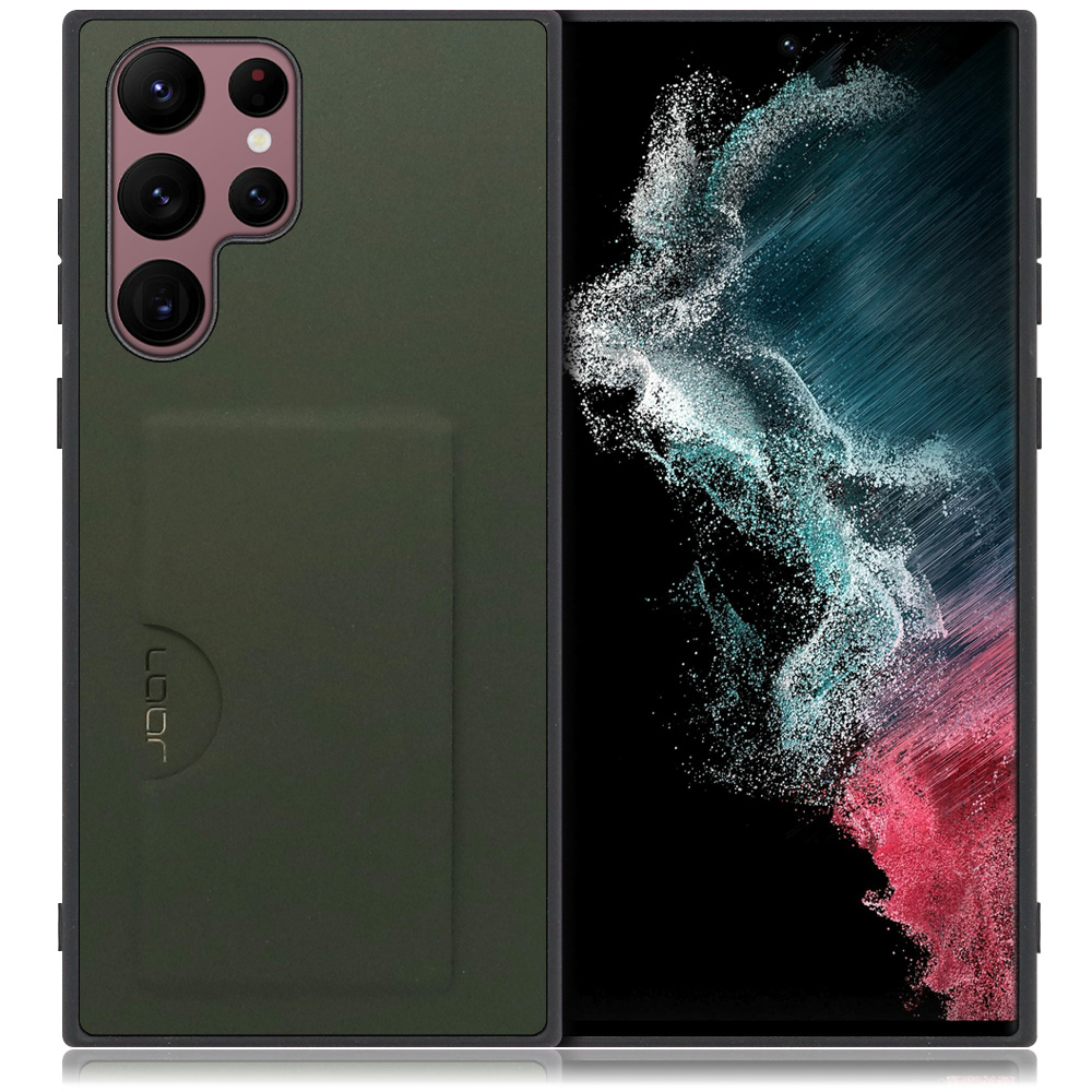 LOOF SKIN SLIM-SLOT Series Galaxy S22 Ultra SC-52C / SCG14 用 [エバーグリーン] 薄い 軽量 背面 PUレザー カードポケット ケース カバー シンプル スマホケース スマホカバー