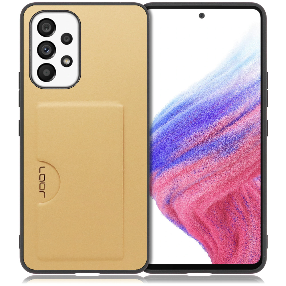LOOF SKIN SLIM-SLOT Series Galaxy A53 5G / SCG15 / SC-53C 用 [ゴールド] 薄い 軽量 背面 PUレザー カードポケット ケース カバー シンプル スマホケース スマホカバー