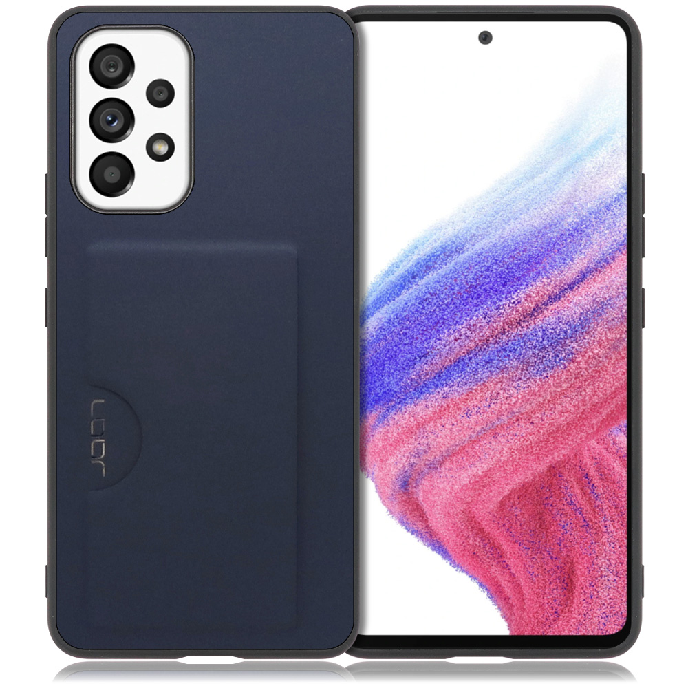 LOOF SKIN SLIM-SLOT Galaxy A53 5G / SCG15 / SC-53C 用 [ネイビー] 薄い 軽量 背面 PUレザー カードポケット ケース カバー シンプル スマホケース スマホカバー