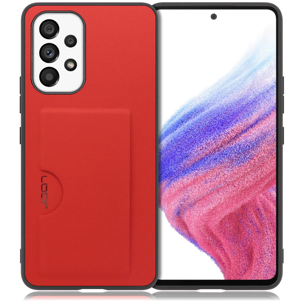 LOOF SKIN SLIM-SLOT Galaxy A53 5G / SCG15 / SC-53C 用 [レッド] 薄い 軽量 背面 PUレザー カードポケット ケース カバー シンプル スマホケース スマホカバー