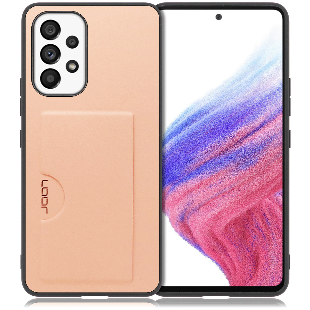 LOOF SKIN SLIM-SLOT Series Galaxy A53 5G / SCG15 / SC-53C 用 [アンバーローズ] 薄い 軽量 背面 PUレザー カードポケット ケース カバー シンプル スマホケース スマホカバー