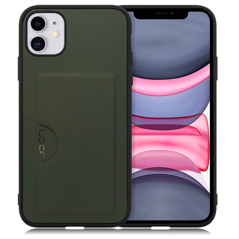 LOOF SKIN SLIM-SLOT iPhone 11 用 [エバーグリーン] 薄い 軽量 背面 PUレザー カードポケット ケース カバー シンプル スマホケース スマホカバー