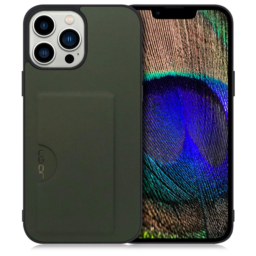 LOOF SKIN SLIM-SLOT Series iPhone 13 Pro Max 用 [エバーグリーン] 薄い 軽量 背面 PUレザー カードポケット ケース カバー シンプル スマホケース スマホカバー