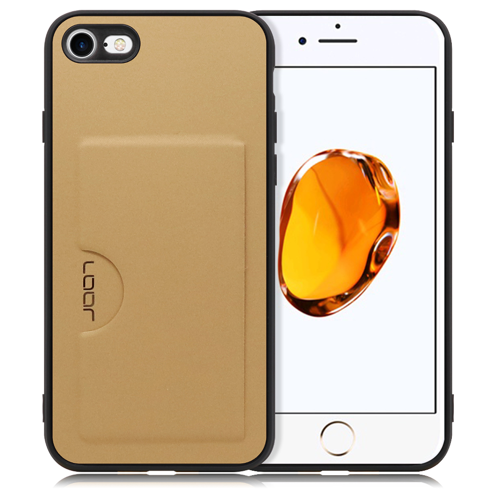 LOOF SKIN SLIM-SLOT iPhone 7 / 8 / SE(第2/3世代) 用 [ゴールド] 薄い 軽量 背面 PUレザー カードポケット ケース カバー シンプル スマホケース スマホカバー