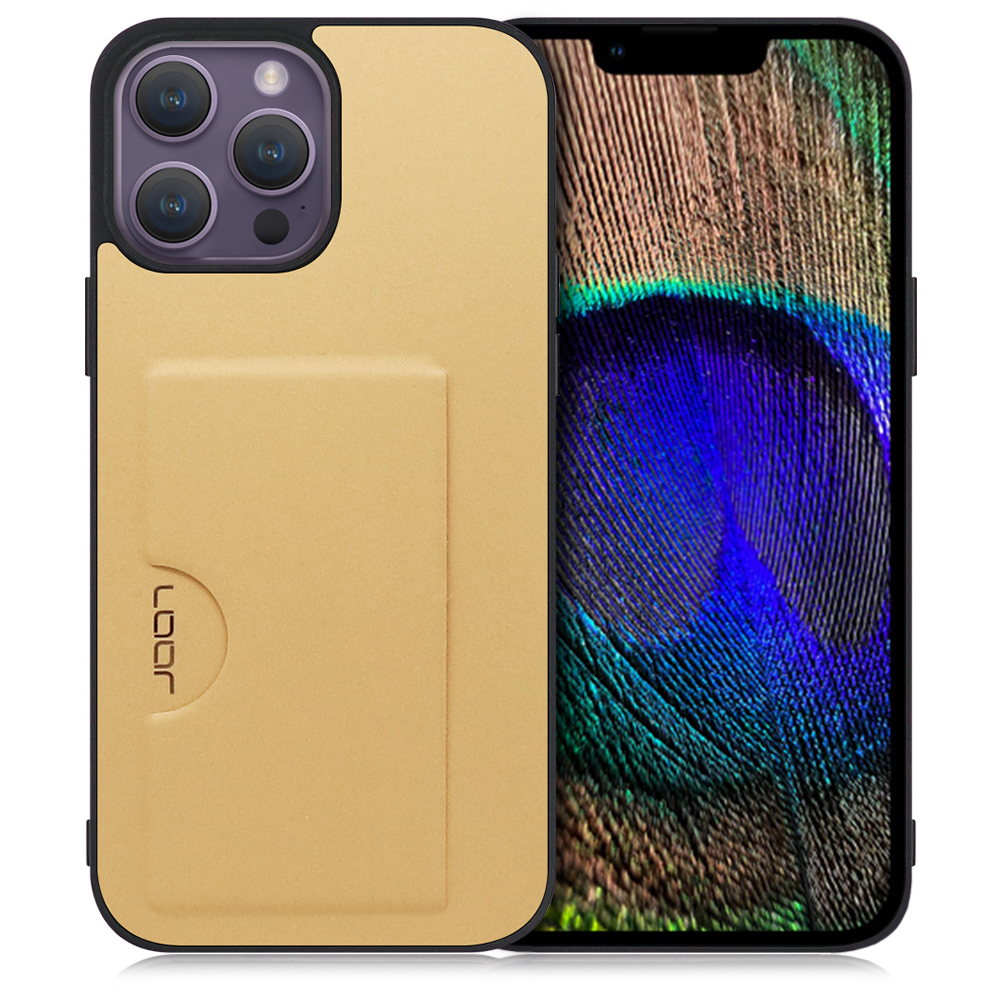 LOOF SKIN SLIM-SLOT Series iPhone 14 Pro Max 用 [ゴールド] スマホケース スマホカバー 背面カード 収納付き 薄い ポケット カード収納