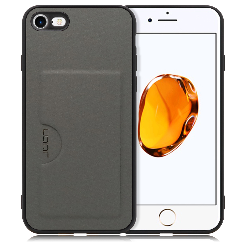LOOF Skin iPhone 7 / 8 / SE(第2/3世代) 用 [グレー] 薄い 軽量 背面 PUレザー カードポケット ケース カバー シンプル スマホケース スマホカバー