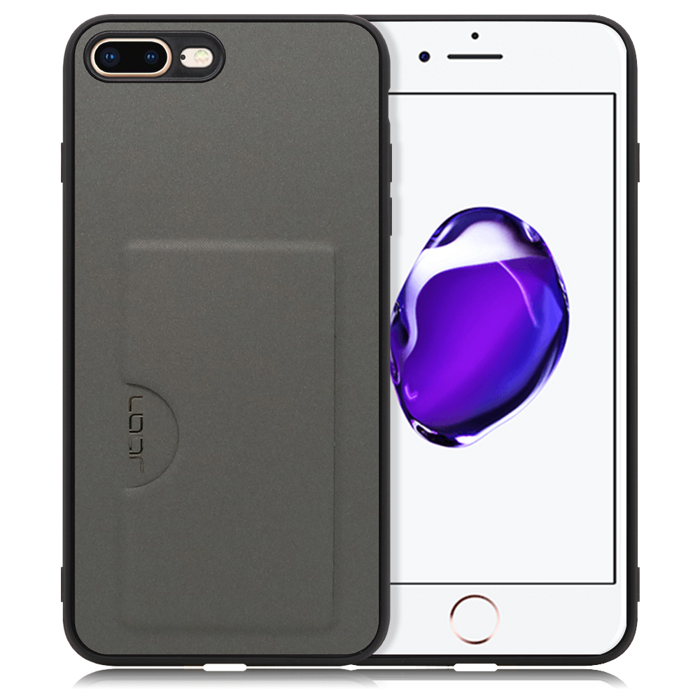 LOOF Skin iPhone 7 Plus / 8 Plus用 [グレー] 薄い 軽量 背面 PUレザー カードポケット ケース カバー シンプル スマホケース スマホカバー
