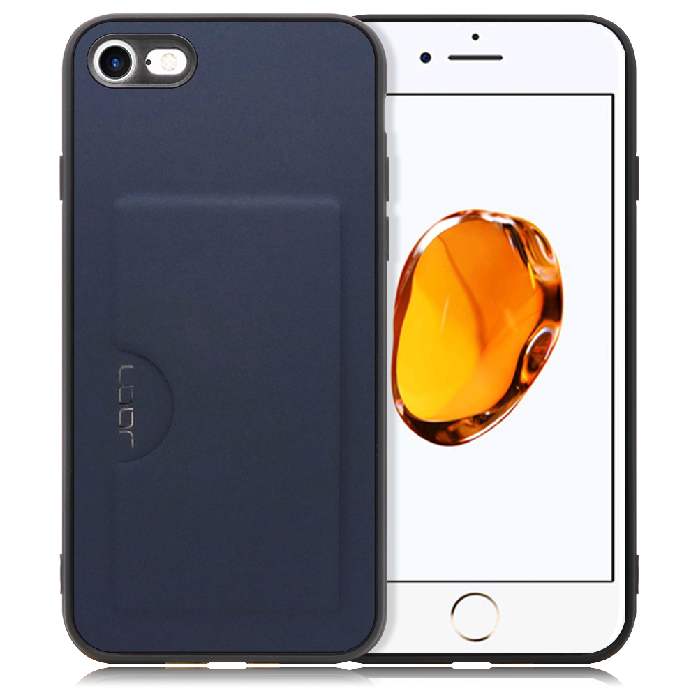 LOOF Skin iPhone 7 / 8 / SE(第2/3世代) 用 [ネイビー] 薄い 軽量 背面 PUレザー カードポケット ケース カバー シンプル スマホケース スマホカバー