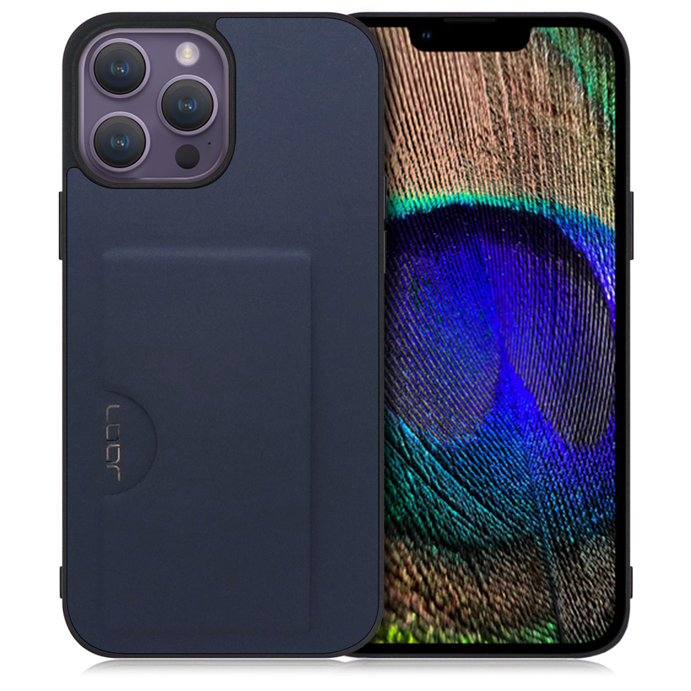 LOOF SKIN SLIM-SLOT Series iPhone 14 Pro Max 用 [ネイビー] スマホケース スマホカバー 背面カード 収納付き 薄い ポケット カード収納