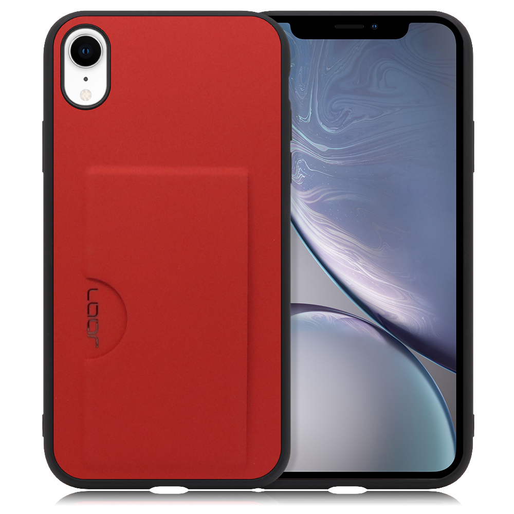 LOOF SKIN SLIM-SLOT iPhone XR 用 [レッド] 薄い 軽量 背面 PUレザー カードポケット ケース カバー シンプル スマホケース スマホカバー