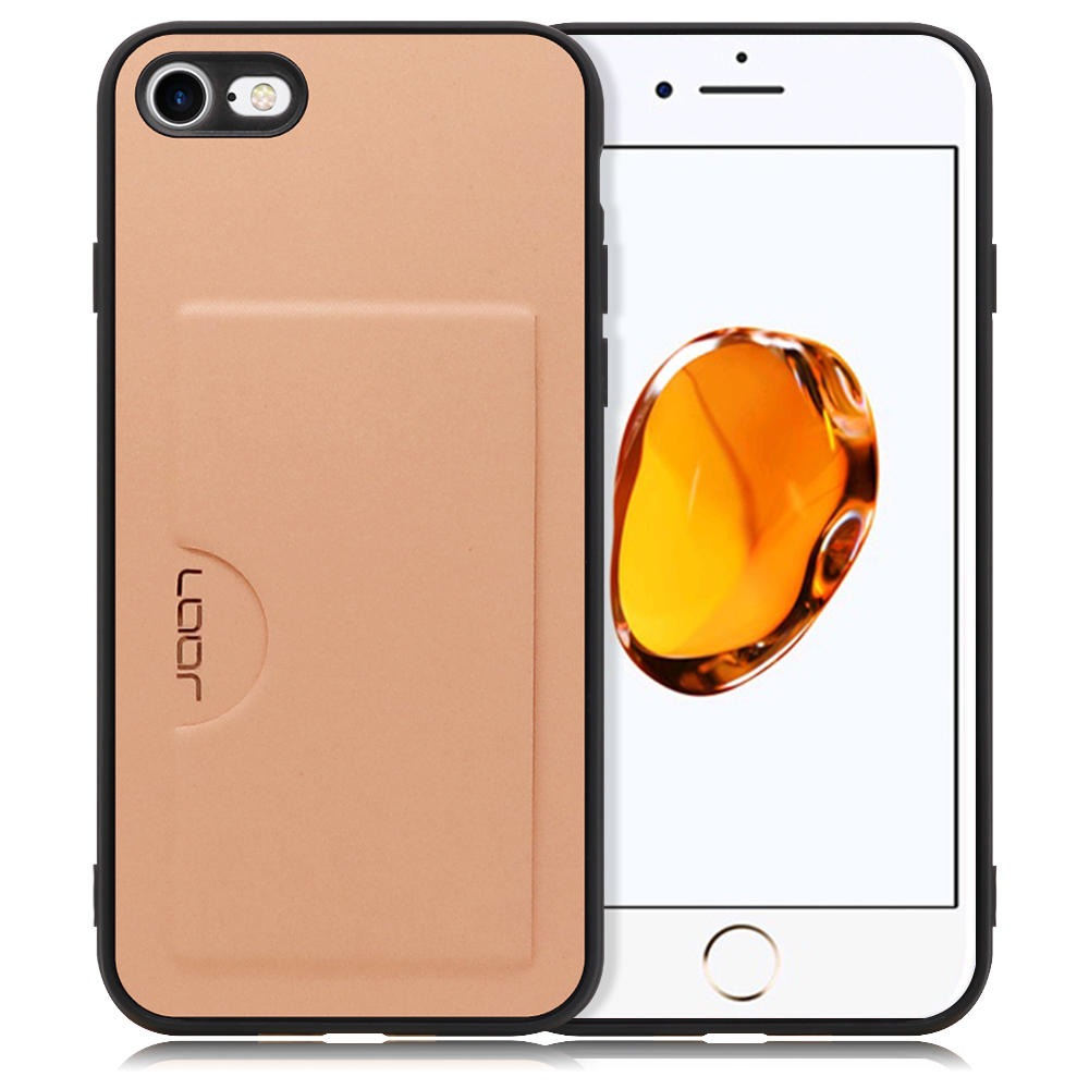 LOOF SKIN SLIM-SLOT Series iPhone 7 / 8 / SE(第2/3世代) 用 [アンバーローズ] 薄い 軽量 背面 PUレザー カードポケット ケース カバー シンプル スマホケース スマホカバー