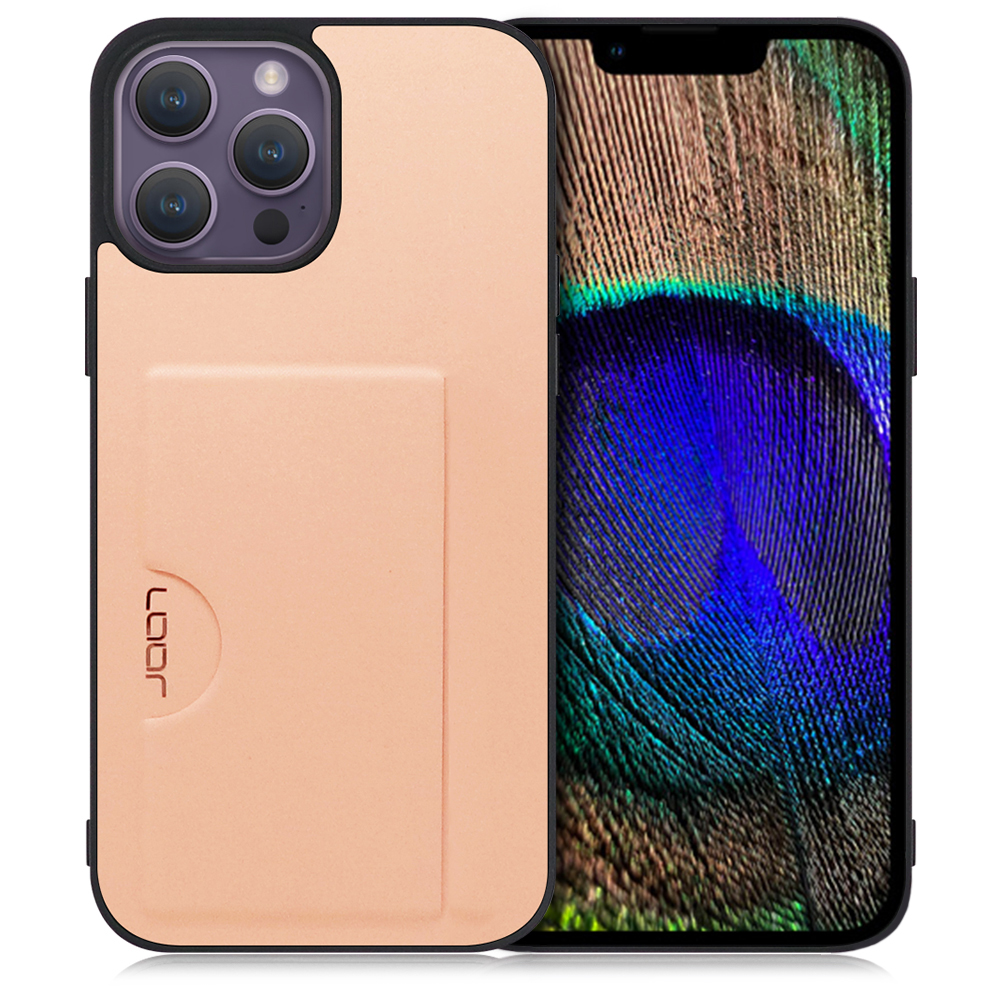 LOOF Skin Slim-Slot Series iPhone 14 Pro Max 用 [アンバーローズ] スマホケース スマホカバー 背面カード 収納付き 薄い ポケット カード収納
