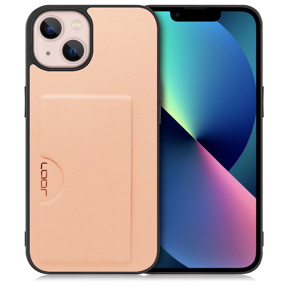 LOOF SKIN SLIM-SLOT Series iPhone 13 用 [アンバーローズ] 薄い 軽量 背面 PUレザー カードポケット ケース カバー シンプル スマホケース スマホカバー