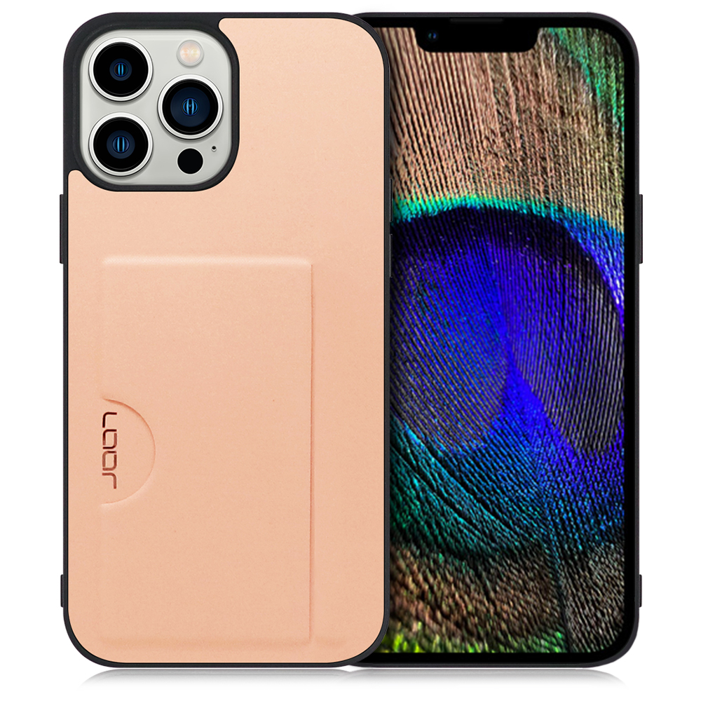 LOOF SKIN SLIM-SLOT Series iPhone 13 Pro Max 用 [アンバーローズ] 薄い 軽量 背面 PUレザー カードポケット ケース カバー シンプル スマホケース スマホカバー