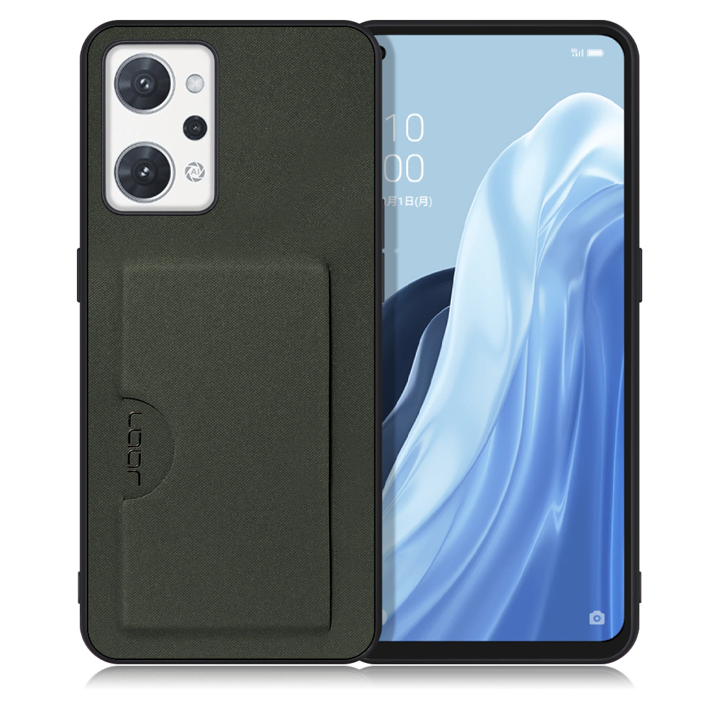 LOOF SKIN SLIM-SLOT OPPO Reno7 A / Reno9 A OPG04 / CPH2523 用 [エバーグリーン] 背面 ケース スマホケース スマホカバー 背面カード 収納付き 薄い ポケット カード収納