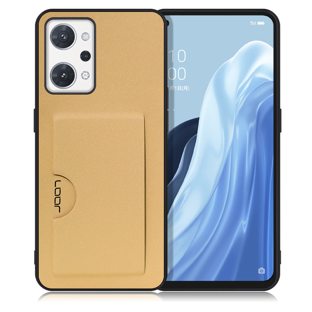 LOOF SKIN SLIM-SLOT OPPO Reno7 A / Reno9 A OPG04 / CPH2523 用 [ゴールド] 背面 ケース スマホケース スマホカバー 背面カード 収納付き 薄い ポケット カード収納