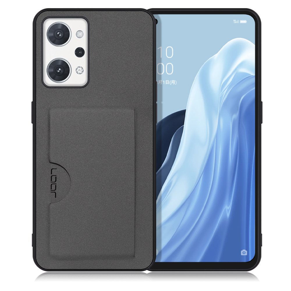 LOOF SKIN SLIM-SLOT OPPO Reno7 A / Reno9 A OPG04 / CPH2523 用 [グレー] 背面 ケース スマホケース スマホカバー 背面カード 収納付き 薄い ポケット カード収納