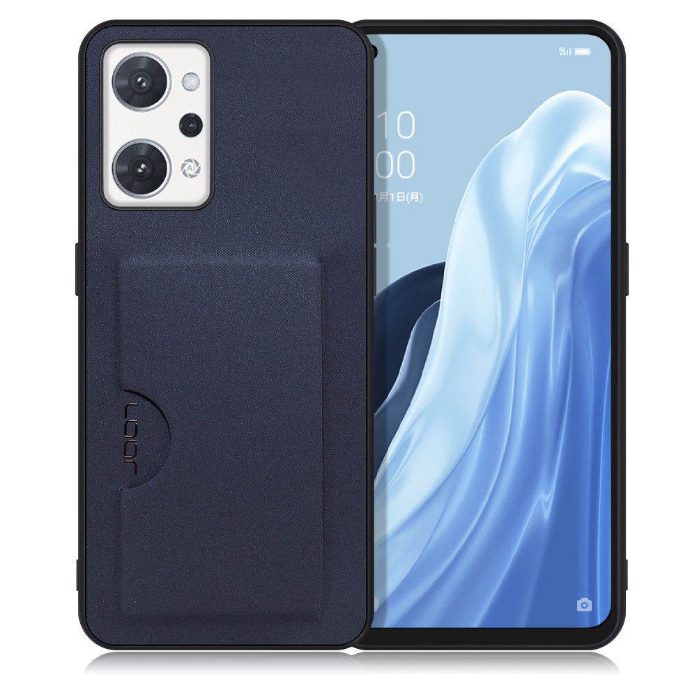 LOOF SKIN SLIM-SLOT OPPO Reno7 A / Reno9 A OPG04 / CPH2523 用 [ネイビー] 背面 ケース スマホケース スマホカバー 背面カード 収納付き 薄い ポケット カード収納