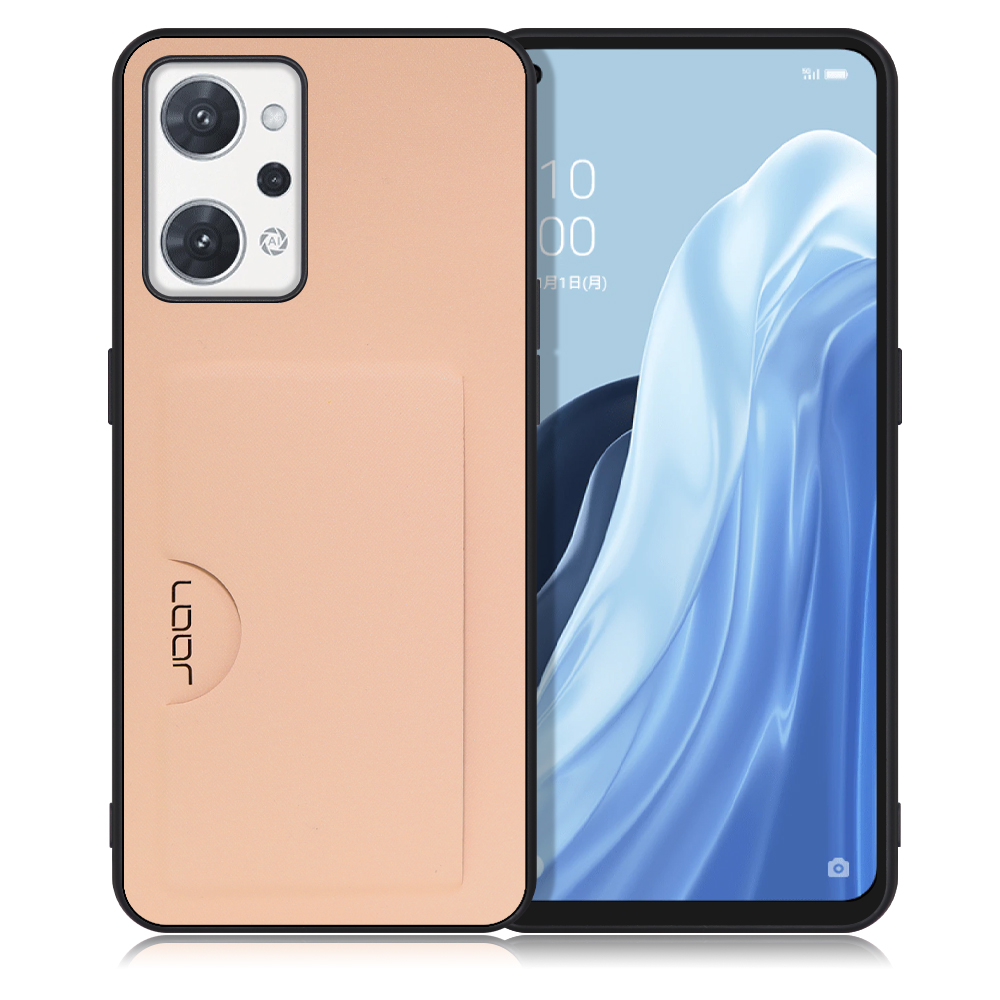 LOOF SKIN SLIM-SLOT OPPO Reno7 A / Reno9 A OPG04 / CPH2523 用 [アンバーローズ] 背面 ケース スマホケース スマホカバー 背面カード 収納付き 薄い ポケット カード収納