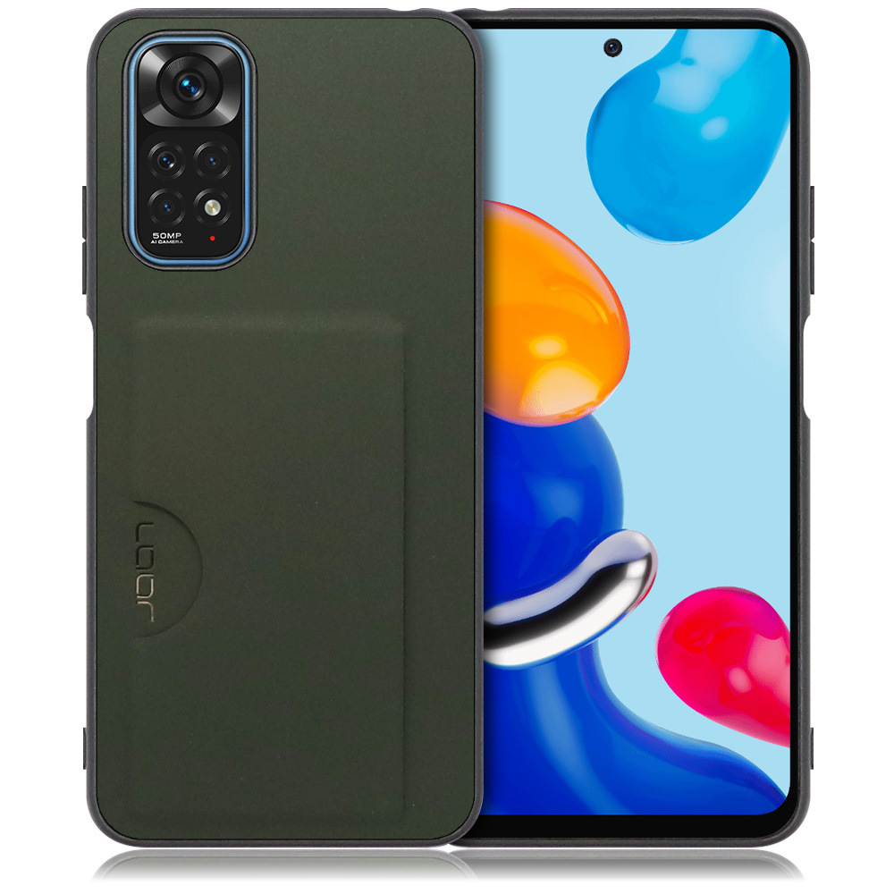 LOOF SKIN SLIM-SLOT Series Xiaomi Redmi Note 11 用 [エバーグリーン] スマホケース スマホカバー 背面カード 収納付き 薄い ポケット カード収納