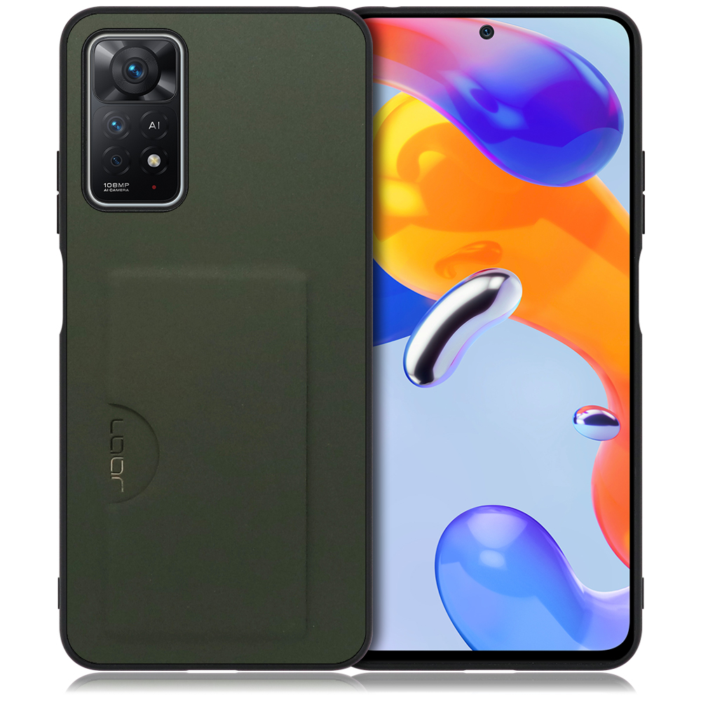 LOOF SKIN SLIM-SLOT Series Xiaomi Redmi Note 11 Pro 5G 用 [エバーグリーン] スマホケース スマホカバー 背面カード 収納付き 薄い ポケット カード収納
