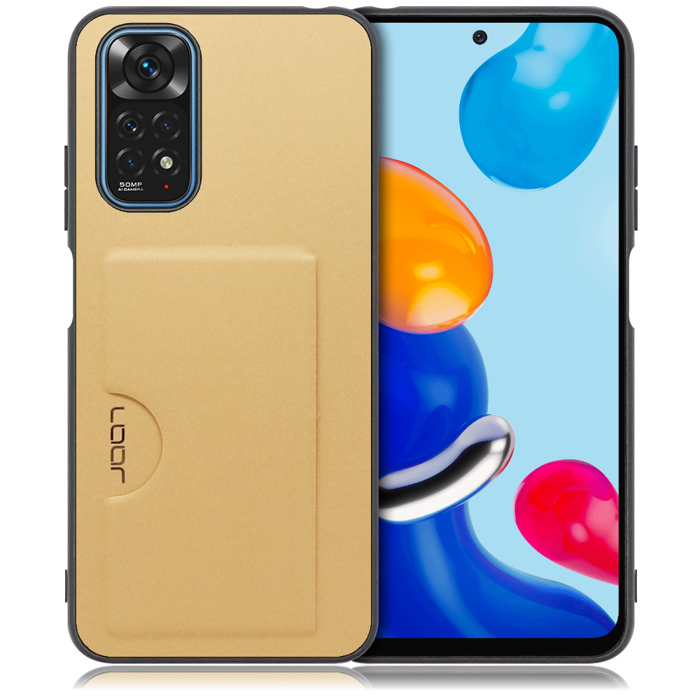 LOOF SKIN SLIM-SLOT Series Xiaomi Redmi Note 11 用 [ゴールド] スマホケース スマホカバー 背面カード 収納付き 薄い ポケット カード収納