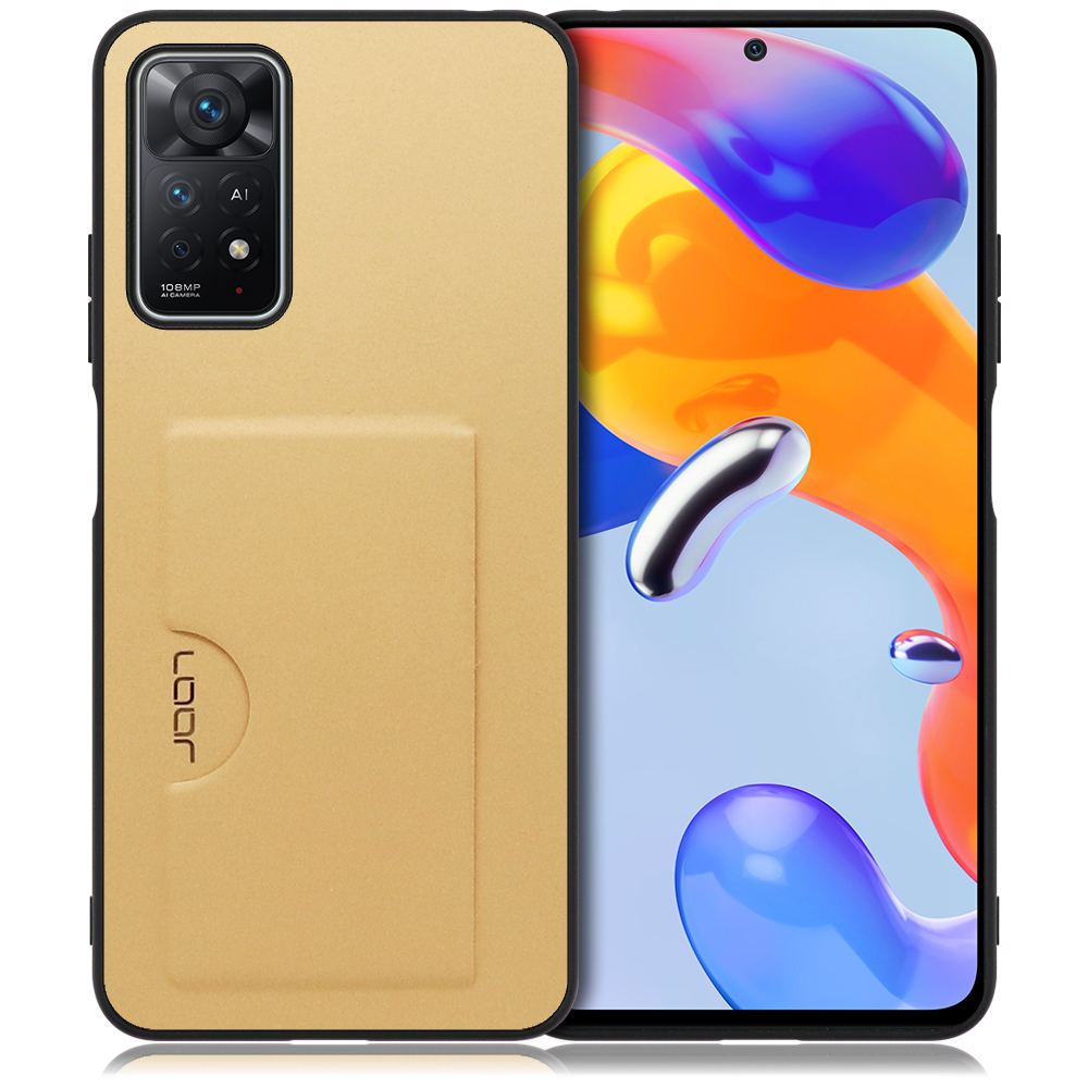 LOOF SKIN SLIM-SLOT Series Xiaomi Redmi Note 11 Pro 5G 用 [ゴールド] スマホケース スマホカバー 背面カード 収納付き 薄い ポケット カード収納