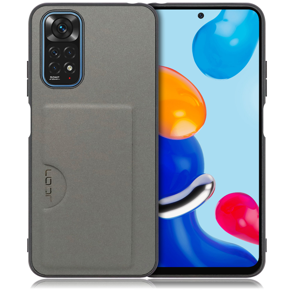 LOOF SKIN SLIM-SLOT Series Xiaomi Redmi Note 11 用 [グレー] スマホケース スマホカバー 背面カード 収納付き 薄い ポケット カード収納