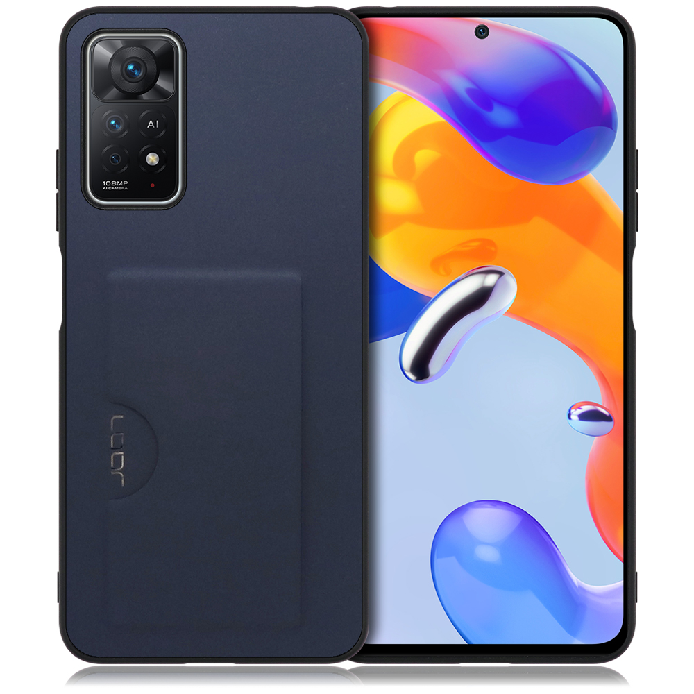 LOOF SKIN SLIM-SLOT Series Xiaomi Redmi Note 11 Pro 5G 用 [ネイビー] スマホケース スマホカバー 背面カード 収納付き 薄い ポケット カード収納